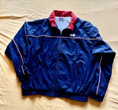 Chaqueta deportiva vintage marca Fila azul y rojo talla 54 - Imagen 1 de 4