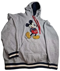 Disney Men Gray Hoodie Fleece Mickey Mouse Embroidered Pullover Long Sleeve XL - Picture 1 of 2