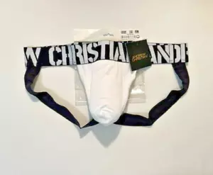Andrew Christian Gr. XL gerippter sportlicher Supporter/Jock - weiß schwarz - Tasche - Bild 1 von 11