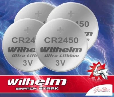 4 x Wilhelm CR2450 Lithium Knopfzelle Batterie 3V 600mAh ø24x5,0mm Blister - Bild 1 von 4
