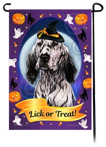 Halloween Garden Flag - Blue Belton English Setter - Picture 1 of 1