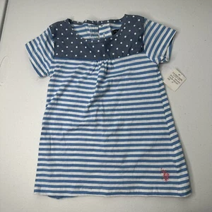 Girls US Polo 4T Striped Shirt With Polka Dots - New With Tags - Picture 1 of 4
