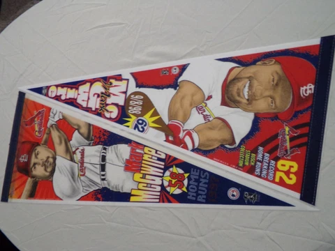 2 MARK MCGWIRE FULL SIZE PENNANTS HR56/62 ST LOUIS CARDINALS Cover