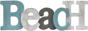 Rustic Wood Beach Sign Decorative Cutout Word Sign Wall Decor, Multicolor Wooden - Picture 1 of 6