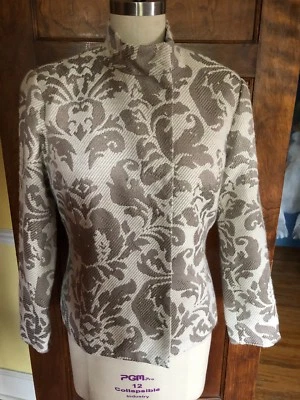 Blazer Coldwater Creek 12 para mujer color tostado y mezcla de lana marfil forrado mangas largas Foto 1 de 4