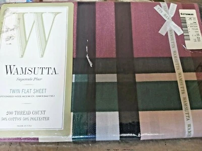 Hoja plana doble Wamsutta NOS Supercale Plus Tyler Plaid-Hunter -200 hilos Foto 1 de 2
