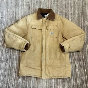 Giacca Carhartt uomo adatta grande marrone anatra tela coperta trapuntata foderata vintage - Foto 1 di 10