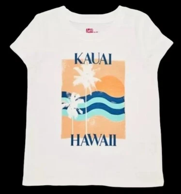 EPIC THREADS Girls Kauai Hawaii Graphic White Short Sleeve T-shirt NWT - Image 1 of 4