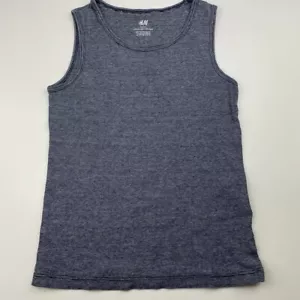 Girls,Boys size 7-8, H&M, navy stripe organic cotton singlet / tank top, GUC - Picture 1 of 6
