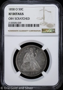 1858-O 50C Seated Liberty Half Dollar NGC XF Details - Picture 1 of 4