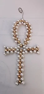 Handmade Ankn Beads White and Gold Ornament - Picture 1 of 3