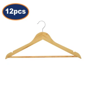 12 Stk. Holz Kleiderbügel gekerbt Hosenbügel Mantel Anzug Kleiderbinder 45 cm - Bild 1 von 4