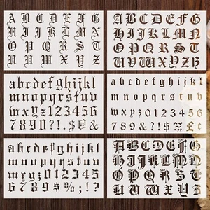 8 Pieces Old English Lettering Stencils Calligraphy Letter Stencils Gothic Font - Picture 1 of 6