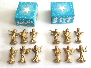 12 Vtg Miniature Gold Hong Kong Angel Musician Band 1.3" Craft Christmas Diorama - Picture 1 of 11
