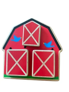 Melissa Doug 4035 Wooden Peek-A-Boo Red Barn Door Toy Wood Horse Cow 5" x 5" - Picture 1 of 5