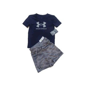 Under Armour Boy Midnight Navy T Shirt Shorts 2pc Set size 4 Years 4T NWT UA - Imagen 1 de 6