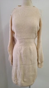 Creamy Round-neck CAP Off Shoulder Knit Sweater Dress for women's Size S/M_EB5 - Picture 1 of 4