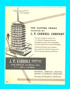 J.P. CARROLL painting Capitol Records Tower 1957 vintage PRINT AD building - Picture 1 of 3