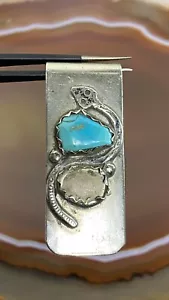 Vintage Sterling Silver B&N Nastacio Turquoise Money Clip Snake Signed As Is - Picture 1 of 14