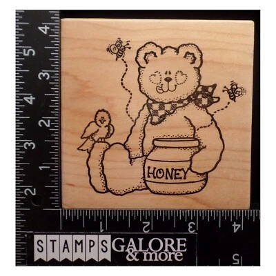 Estampillas de goma Darcies oso de peluche maceta de miel abejas pájaro #1797 Foto 1 de 3