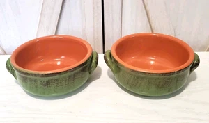 Juego de 2 tazones para hornear verde terracota De Silva asas de sopa de chile hecho en Italia - Imagen 1 de 4