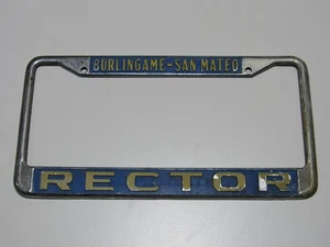 Vintage Rector Porsche Burlingame CA Metal License Plate Frame Tag Rare Dealer - Bild 1 von 3