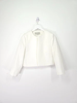Hobbs Jacket Size 12 Textured White Elize Open Front Boxy Cropped Blazer Dressy - Image 1 of 4