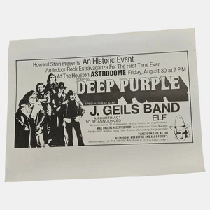 Howard Stein - Deep Purple J Geils Band Elf 8,5x11 años 70 volante de concierto Houston - Imagen 1 de 4