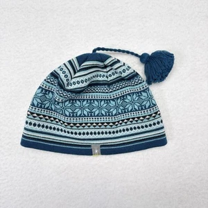 Smartwool Beanie Hat Womens OSFM Merino Wool Teal Knit Ski Hat Fair Isle Pompom - Picture 1 of 9