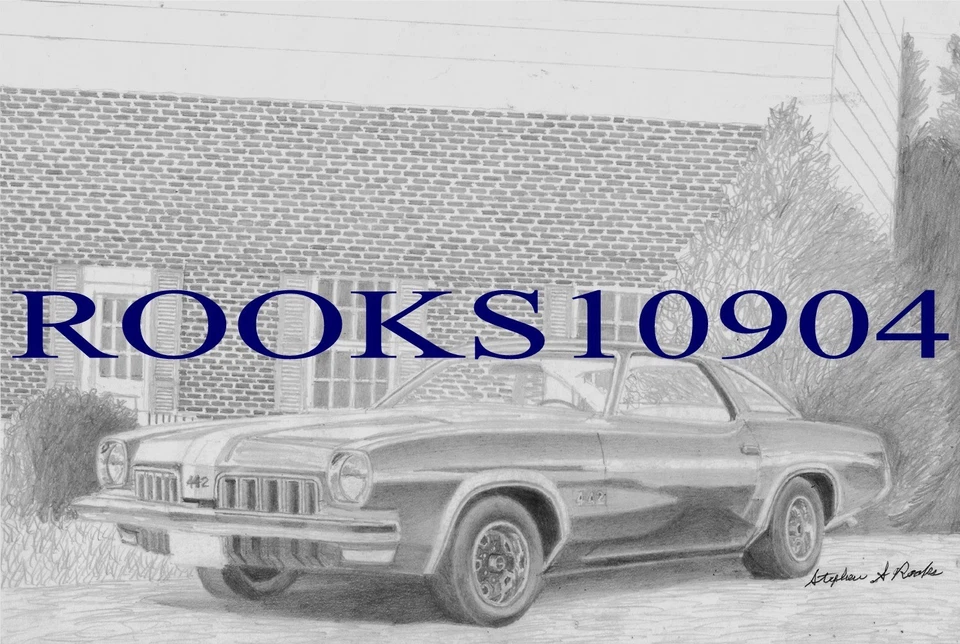 1973 Oldsmobile 442 CLASSIC CAR ART PRINT - Image 1 of 1