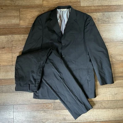 Traje negro para hombre Wilke-Rodriguez 40L chaqueta 32x32 pantalones mezcla de lana formal #24701 Foto 1 de 4