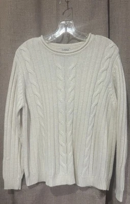 Suéter Clásico Elementos Marfil Angora Mezcla de Cabello de Conejo Tejido con Cable Talla L Foto 1 de 4