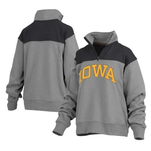 Women's Pressbox Gray Iowa Hawkeyes Avon Fleece Quarter-Zip Jacket - Picture 1 of 3