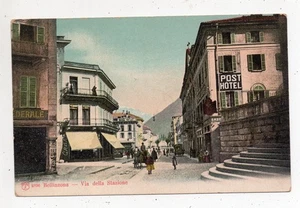 BELLINZONA - SVIZZERA - Via della Stazione - POST HOTEL - Viaggiata 1908 - Imagen 1 de 2