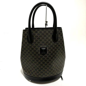 Auth CELINE Macadam - Black Brown PVC Leather Handbag - Picture 1 of 8