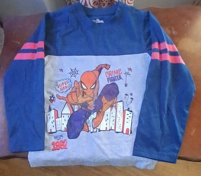 Super Hero Spiderman Marvel Shirt, Size Kids 6, Blue/Gray, Long Sleeve - Image 1 of 4