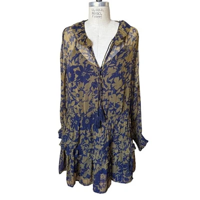 Anthropologie The Marais Printed Chiffon Mini Dress Women’s 1X Green New - Image 1 of 4