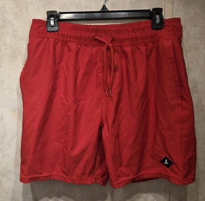 Pantalones Cortos de Natación Para Hombre Rojo Vellón con Cordón Cintura y Bolsillo Lateral Talla Mediana Foto 1 de 4