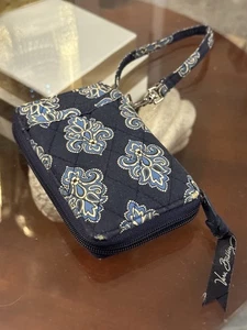 Vera Bradley All In One Wristlet CALYPSO Pattern, Zipper Wallet Blue Paisley - Picture 1 of 9