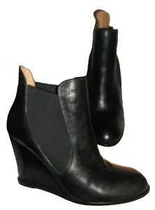 Corso Como Lexy Black Leather Gored Wedge Booties 9 M - Picture 1 of 5