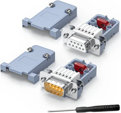 Paquete de 2 adaptadores serie DB9 macho + hembra Breakout, sin soldadura RS232/RS485/RS422 Sc... Foto 1 de 4