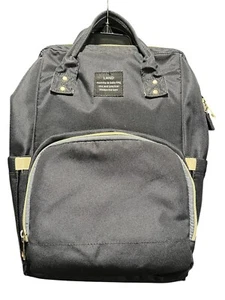 Mommy And Baby Diaper Bag Backpack Land Bag Black Handles Zip Top - Picture 1 of 9