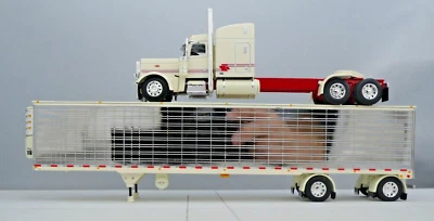 DCP 1/64 Cream Red Chrome Peterbilt 389 Utility Refrigerated Trailer 60-1736 - Image 1 of 4