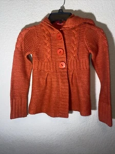 Pumpkin Patch Girls Hooded Cable Knit Cardigan Button Cable Knit Sweater 8 - Picture 1 of 10