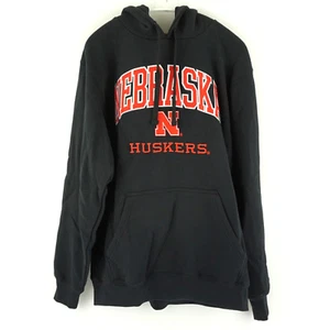 NCAA Nebraska Cornhuskers Men's (sz Medium) Pullover Hooded Fleece, Black - Picture 1 of 4