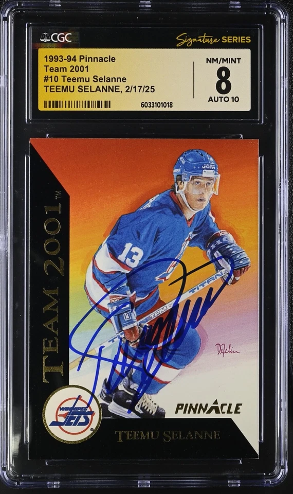 Teemu Selanne 1993-94 Pinnacle Team 2001 #10 CGC 8 JSA 10 Auto Signature Series* - Image 1 of 2