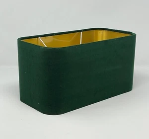 Lampenschirm Waldgrün Samt Gebürstet Gold Abgerundet Rechteck Lampenschirm - Bild 1 von 7