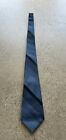 Vintage Greene's California 100% poliester dakron niebiesko-czarny krawat w paski
