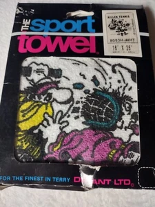 Vintage Tennis Golf Handtuch Neuheit 1991 16" x 26" lustiger Frottee-Devant - Bild 1 von 2