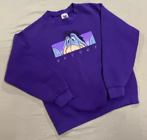 Sudadera De Colección Disney Eeyore Para Hombres L Púrpura WDW Logo Walt Disney World Años 90 - Imagen 1 de 6